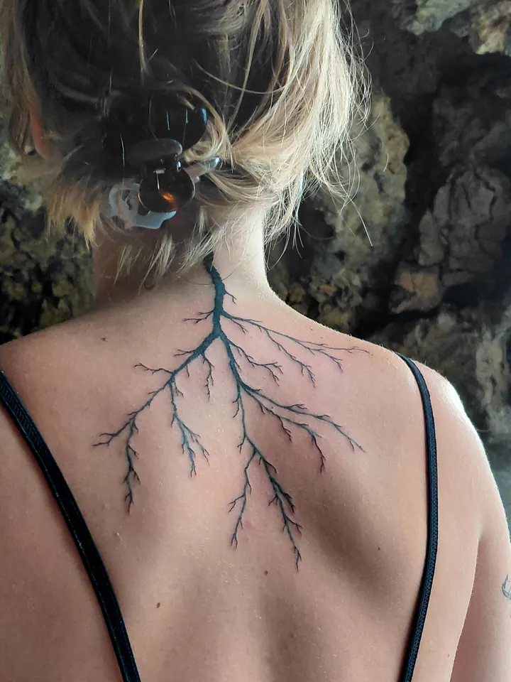 Cover-ups: finished tattoo, with the before photo inset