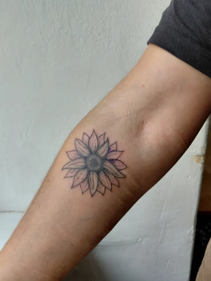 Cover-ups: finished tattoo, with the before photo inset