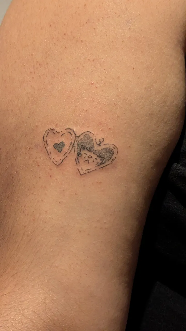 Two small hearts on the arm